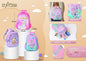 Mochila Escolar Infantil Rosa, Rosa Choque e Roxo (Modelo 1)