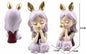 Figura Decorativa Menina com Orelhas de Coelho Douradas e Gatinho Roxo