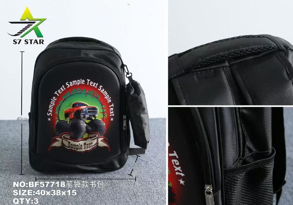 Mochila Escolar 3D Todo-o-Terreno Preta 40 x 38 x 15 Cm