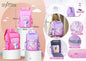 Mochila Escolar Infantil Rosa, Rosa Choque e Roxo (Modelo 7)