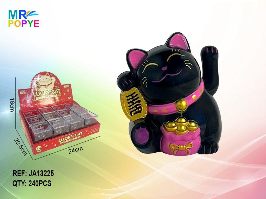 Gato da Sorte Solar Acenador - Preto