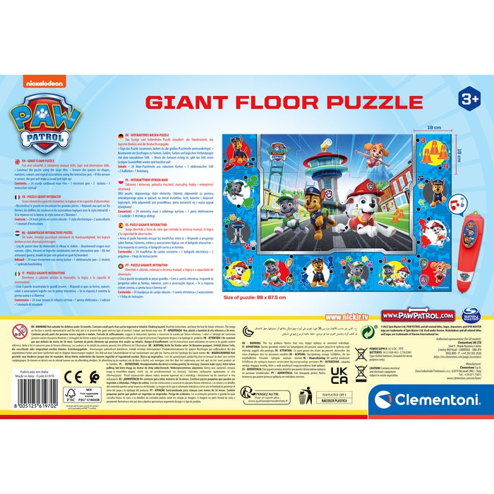 Tapete Puzzle com Jogo Interativo Patrulha Pata Clementoni