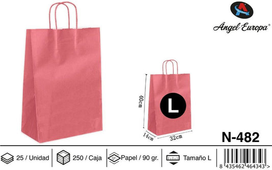 Pack 25 Sacos de Papel Rosa L 32 x 40 x 14 Cm