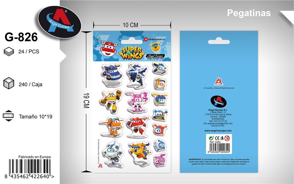 Autocolantes 3D Tema Super Wings 10 x 19 Cm (Modelo 1)