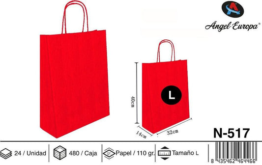 Pack 24 Sacos de Papel Vermelho L 32 x 40 x 14 Cm