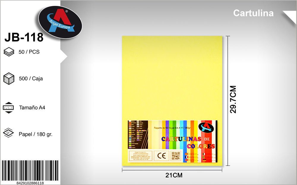 Pack 50 Cartolinas A4 Amarelo