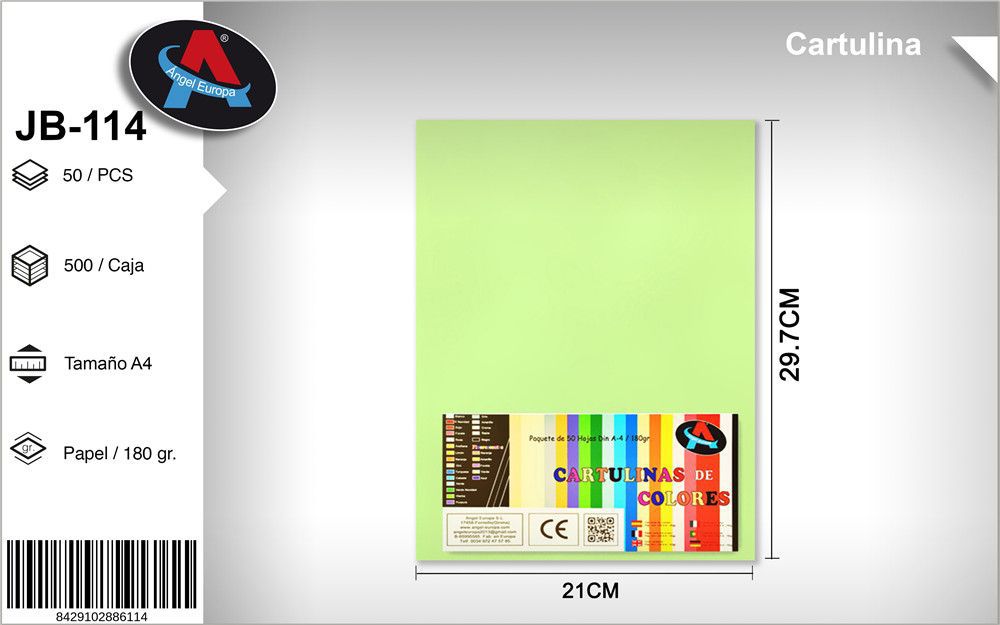 Pack 50 Cartolinas A4 Verde Lima