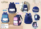 Mochila Escolar Infantil Rosa, Azul Real e Verde