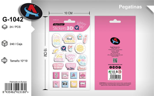 Autocolantes 3D Mensagens Positivas 10 x 19 Cm