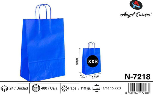 Pack 24 Sacos de Papel Azul XXS 14 x 18 x 8 Cm