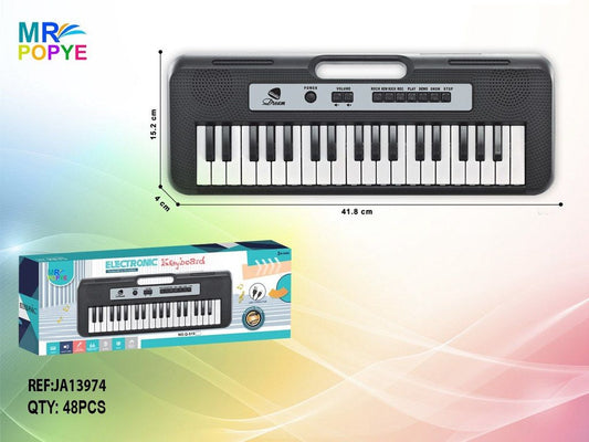 Teclado Eletrónico 37 Teclas com Microfone e USB 41,8 Cm