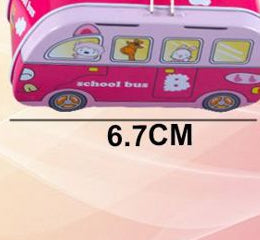Mealheiro de Metal Autocarro Escolar com Cadeado - Rosa