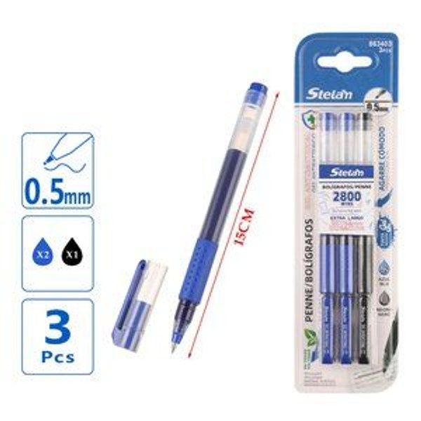 Caneta Esferográfica 0.5 mm (3 unidades)