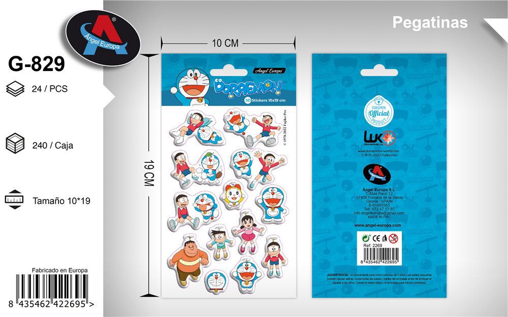 Autocolantes 3D Tema Doraemon 10 x 19 Cm