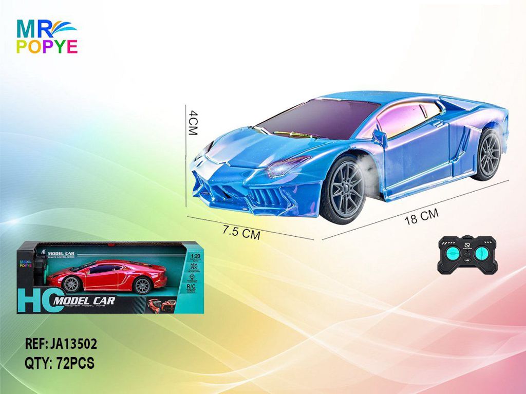 Carro Telecomandado 1:24 com Acabamento Metalizado Colorido
