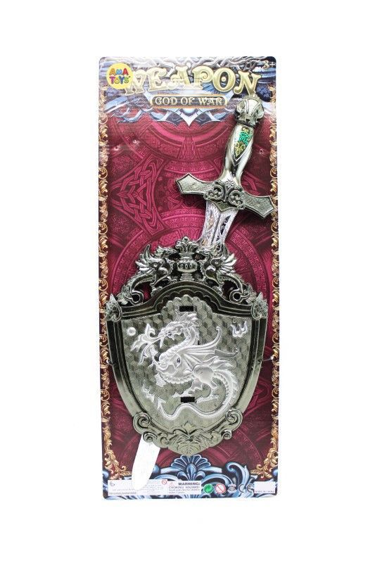 Espada e Escudo Guerreiro 53 x 21 Cm - Blister com logótipo AMA Toys