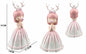 Figura Decorativa Menina com Chifres de Rena Vestido Rosa