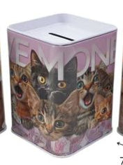 Mealheiro de Metal Retangular Animais 7,5 x 7,5 x 10,5 cm - Gatos