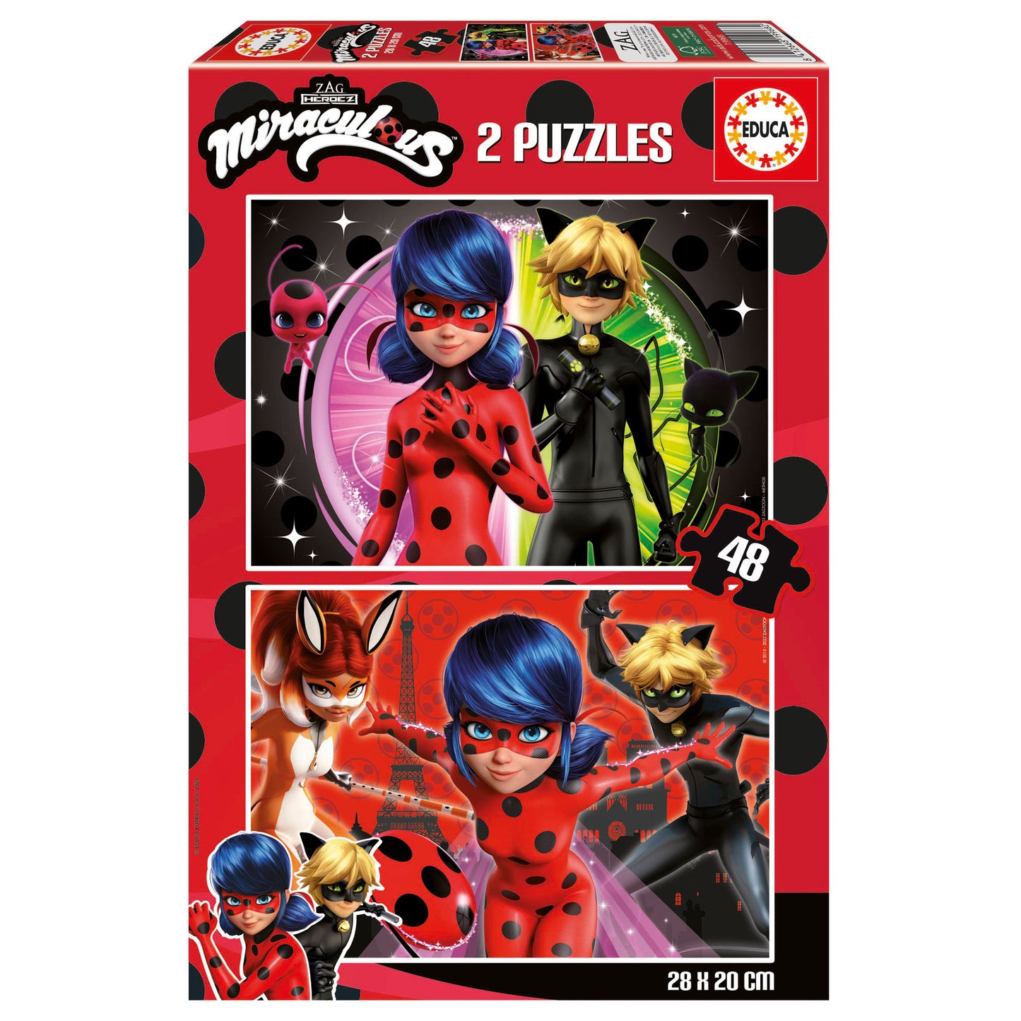 Jogo Educa puzzle 2x48 Miraculous Ladybug Edição A