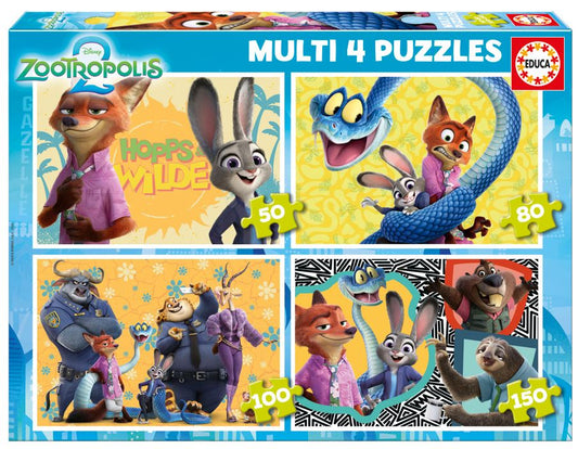 Jogo Educa 4 puzzles Zootopia 2 50-80-100-150.