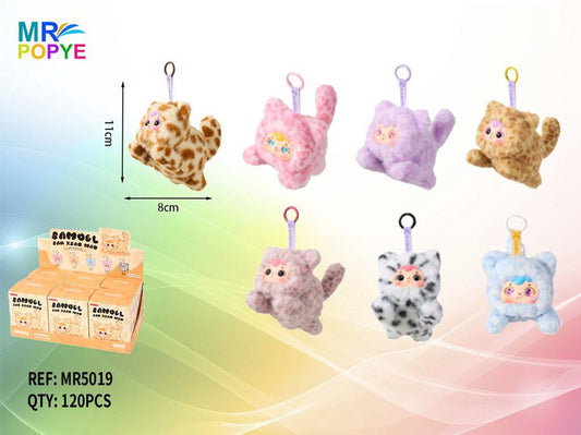 Peluche Porta-Chaves Caixa Surpresa Gatos Adoráveis