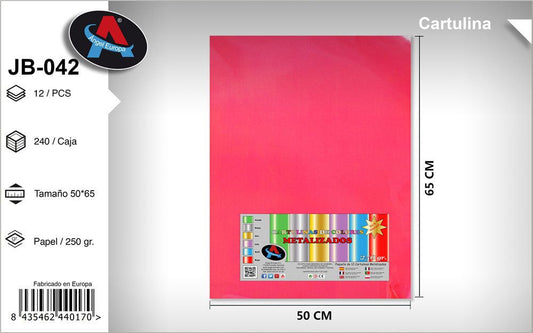 Pack 12 Cartolinas Metalizadas 50 x 65 Cm Vermelho