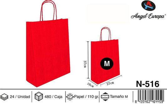 Pack 24 Sacos de Papel Vermelho M 27 x 37 x 10 Cm