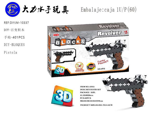 Blocos DIY 3D Pistola 401 Peças