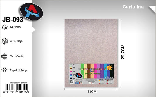 Pack 24 Cartolinas com Purpurina A4 Creme