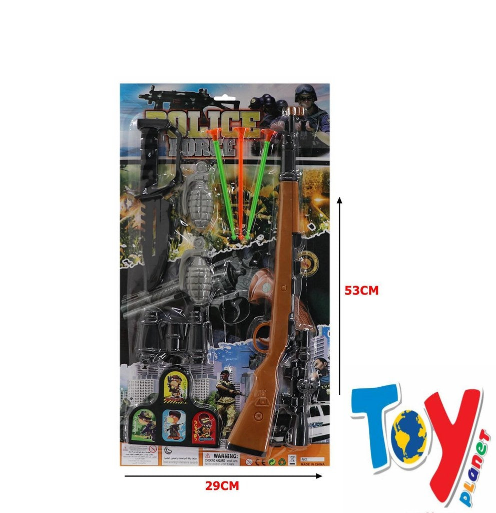 Conjunto de Polícia com Espingarda e Granadas 53 x 29 Cm