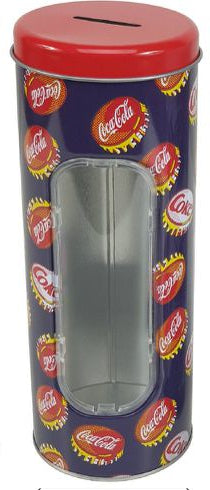 Mealheiro Lata de Metal Tema Coca-Cola 8,5 x 23 cm - Caricas