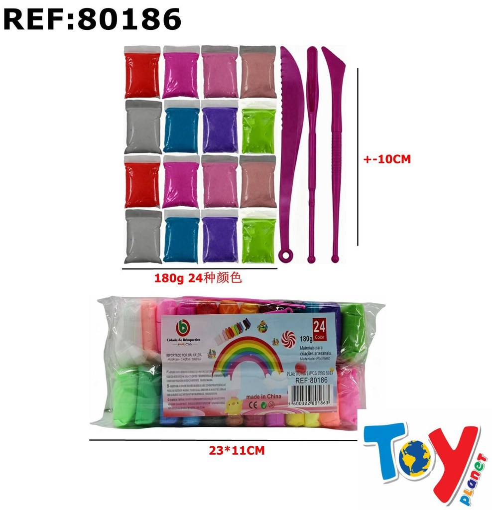Plasticina Ultraleve 24 Cores 180 g com Ferramentas