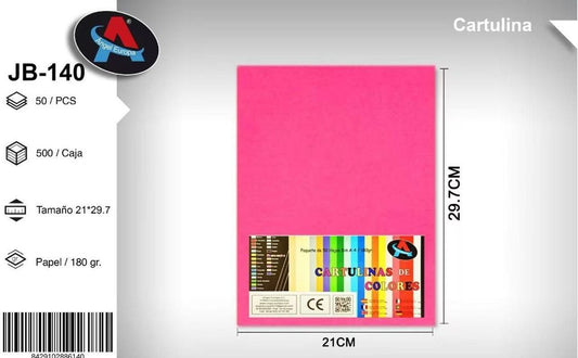 Pack 50 Cartolinas A4 Rosa Forte