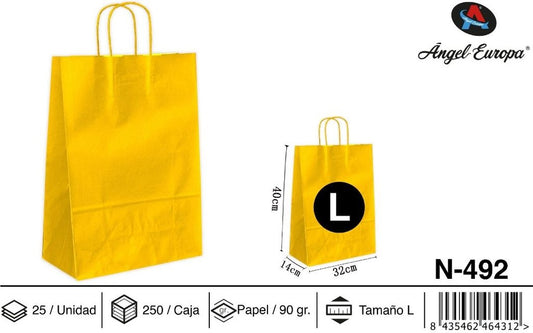 Pack 25 Sacos de Papel Amarelo L 32 x 40 x 14 Cm