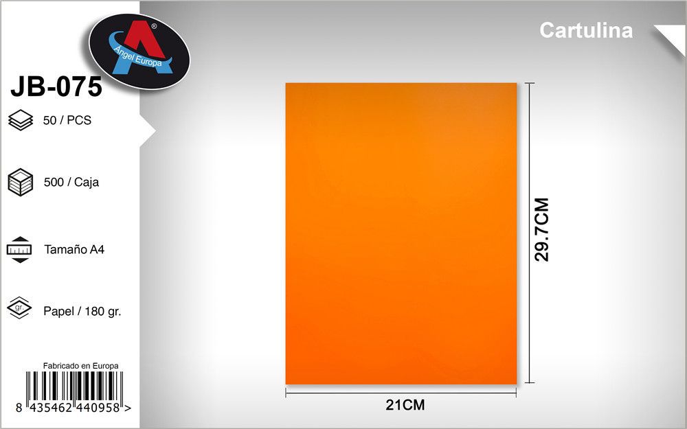 Pack 50 Cartolinas Fluorescentes A4 Laranja (Dupla Face)