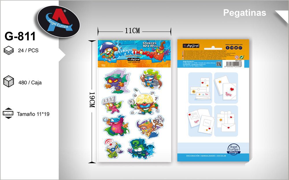 Autocolantes Tema SuperThings 11 x 19 Cm (Modelo 1)