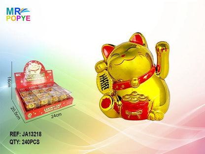 Gato da Sorte Solar Acenador 2 Polegadas - Dourado