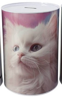 Mealheiro de Metal Animais 15,5 x 22 cm - Gato Branco