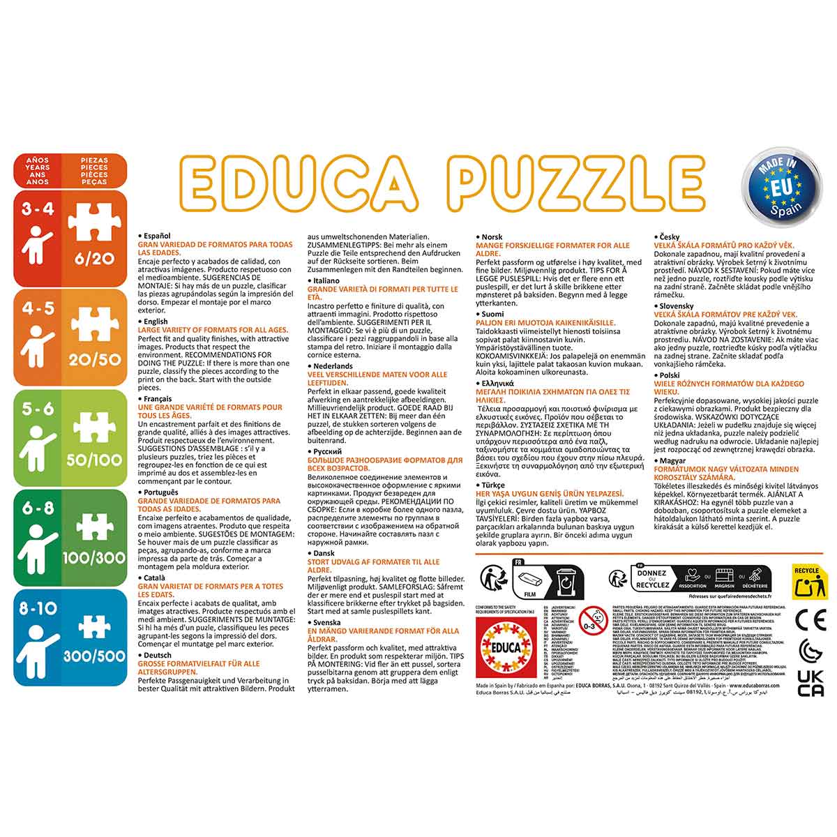 Verso da caixa Puzzle Educa