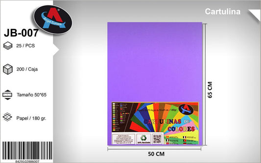 Pack 25 Cartolinas 50 x 65 Cm Lilás