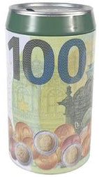 Mealheiro Lata Notas de Euro 10,5 x 19,5 cm - Nota de 100 €