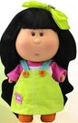 Boneca Nomi Bubu com Laço 17 Cm - Cabelo Preto e Laço Verde