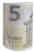 Mealheiro de Metal Notas de Euro 10 x 15 cm - Nota de 5 €
