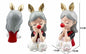 Figura Decorativa Menina com Orelhas de Coelho Douradas e Coelhinho Branco
