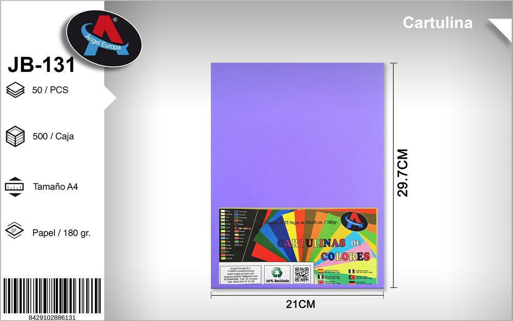 Pack 50 Cartolinas A4 Lilás