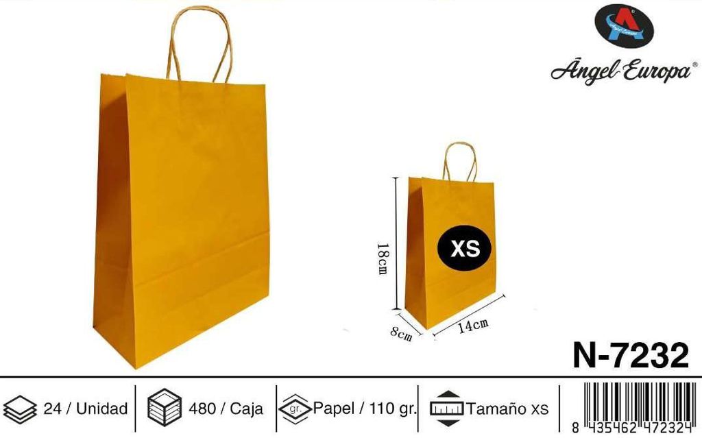 Pack 24 Sacos de Papel Dourado XS 14 x 18 x 8 Cm