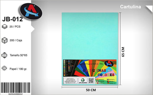 Pack 25 Cartolinas 50 x 65 Cm Azul Pastel