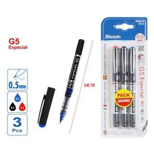 Caneta Esferográfica Tinta Liquida G5 0,5 mm (3 unidades)