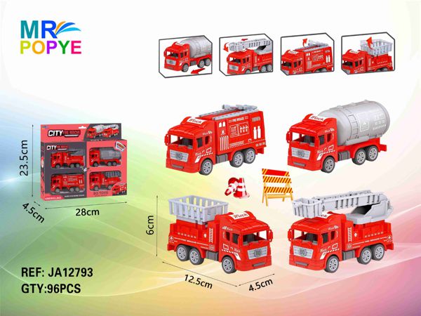 Conjunto de 4 Camiões de Bombeiros