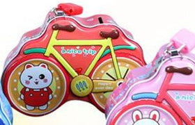 Mealheiro de Metal Bicicleta com Cadeado - Vermelho
